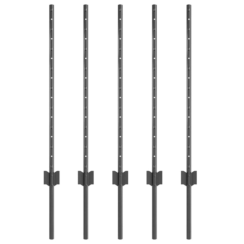 Load image into Gallery viewer, Vidaxl afrasteringspaal 5 pcs grijs 80 cm staal
