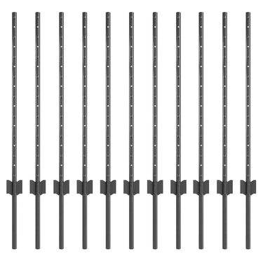 Vidaxl afrasteringspaal 11 pcs grijs 80 cm staal