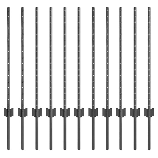 Vidaxl afrasteringspaal 11 pcs grijs 80 cm staal