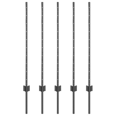Vidaxl afrasteringspaal 5 pcs grijs 100 cm staal