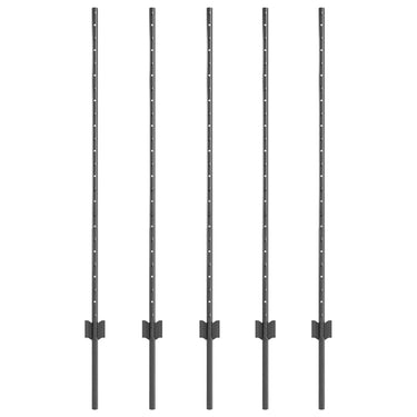 Vidaxl afrasteringspaal 5 pcs grijs 120 cm staal