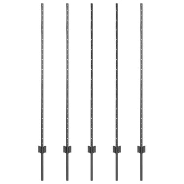 Vidaxl afrasteringspaal 5 pcs grijs 140 cm staal