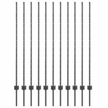 Vidaxl afrasteringspaal 11 pcs grijs 140 cm staal