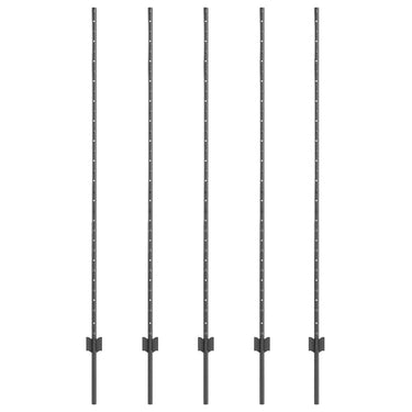 Vidaxl afrasteringspaal 5 pcs grijs 150 cm staal