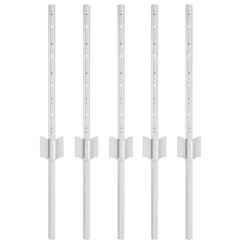 Load image into Gallery viewer, Vidaxl afrasteringspaal 5 pcs zilver 40 cm staal
