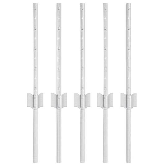 Vidaxl afrasteringspaal 5 pcs zilver 40 cm staal
