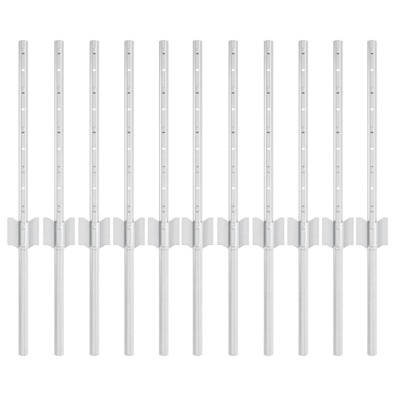 Load image into Gallery viewer, Vidaxl afrasteringspaal 11 pcs zilver 40 cm staal
