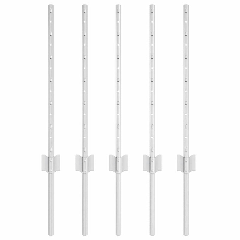 Load image into Gallery viewer, Vidaxl afrasteringspaal 5 pcs zilver 60 cm staal
