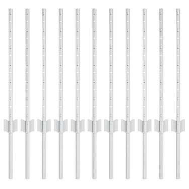Vidaxl afrasteringspaal 11 pcs zilver 60 cm staal