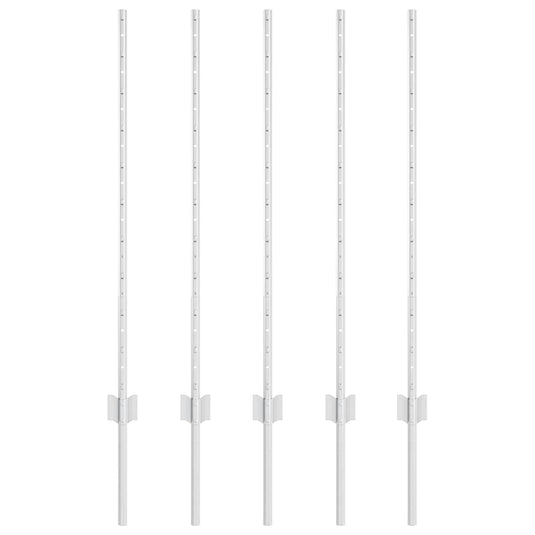 Vidaxl afrasteringspaal 5 pcs zilver 100 cm staal