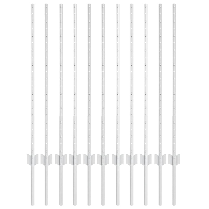 Load image into Gallery viewer, Vidaxl afrasteringspaal 11 pcs zilver 100 cm staal
