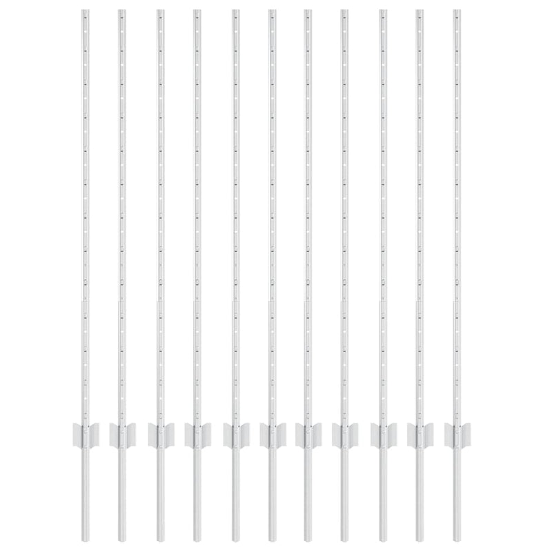 Load image into Gallery viewer, Vidaxl afrasteringspaal 11 pcs zilver 120 cm staal
