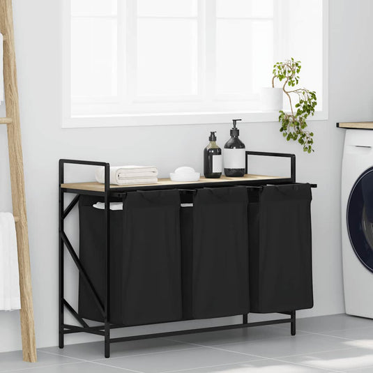 Vidaxl wasmand 3 vakken met plank sonoma eikenkleurig