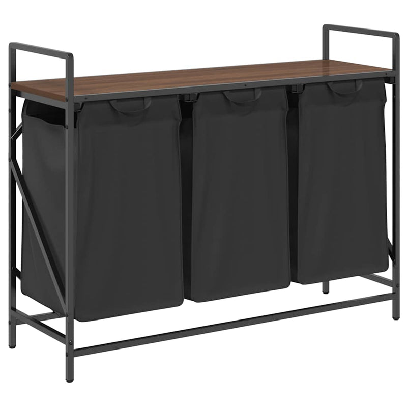 Load image into Gallery viewer, Vidaxl wasmand 3 vakken met plank bruin eikenkleurig
