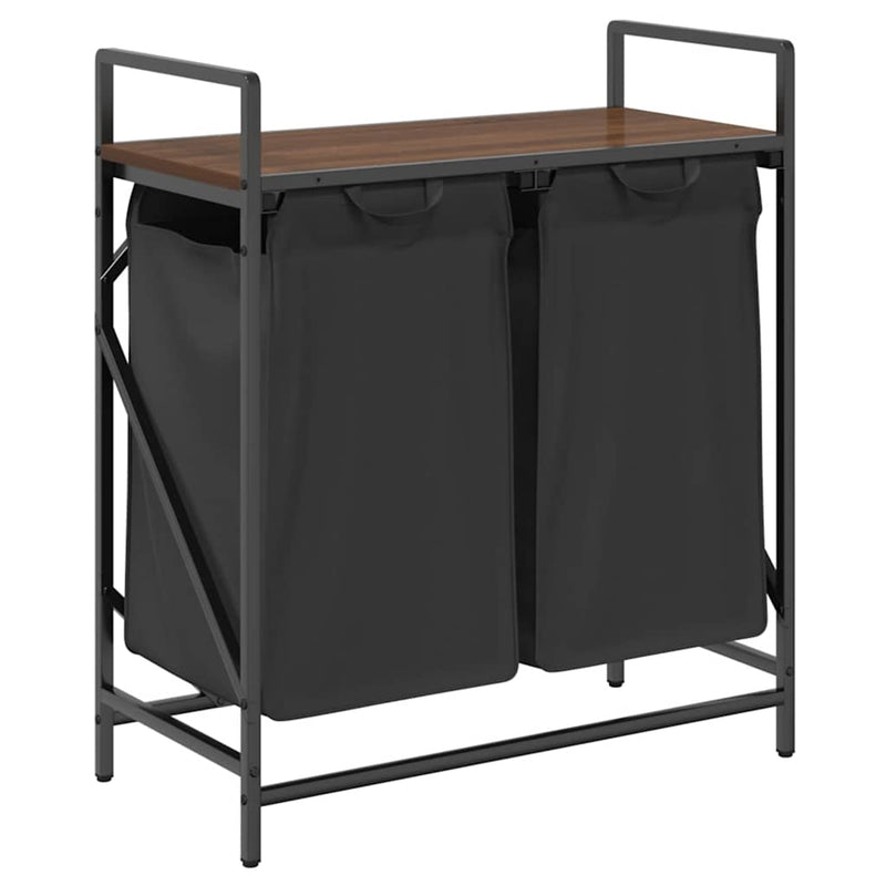 Load image into Gallery viewer, Vidaxl wasmand 2 vakken met plank bruin eikenkleurig
