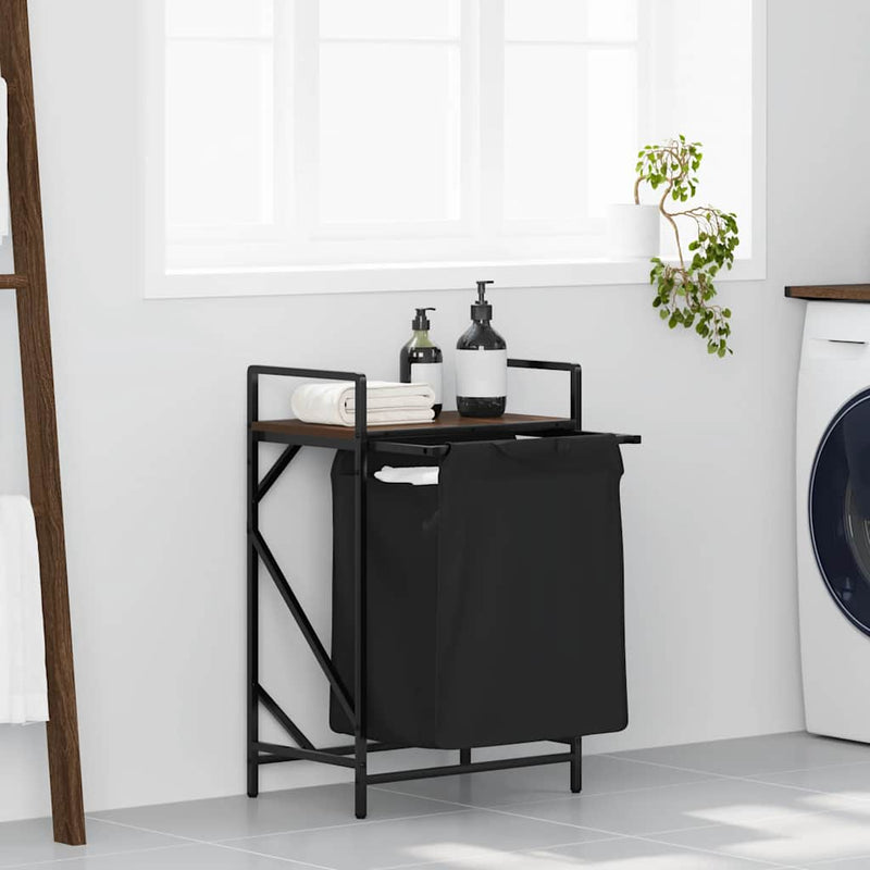 Load image into Gallery viewer, Vidaxl wasmand 1 vak met plank bruin eikenkleurig

