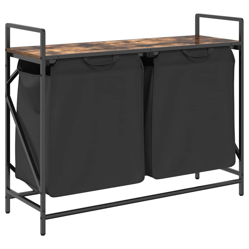 Load image into Gallery viewer, Vidaxl wasmand 2 vakken met plank gerookt eikenkleurig
