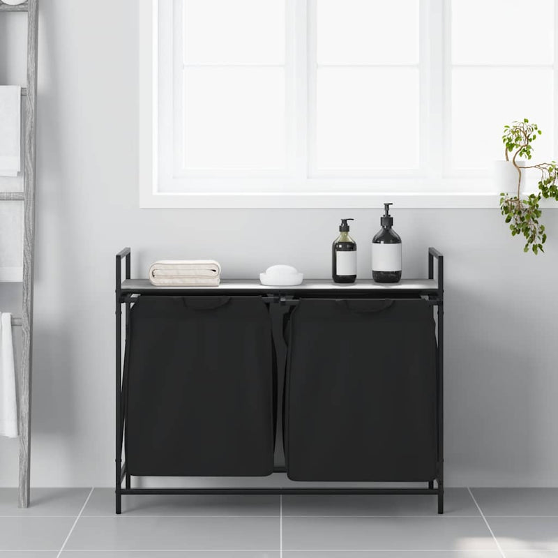 Load image into Gallery viewer, Vidaxl wasmand 2 vakken met plank grijs sonoma eiken
