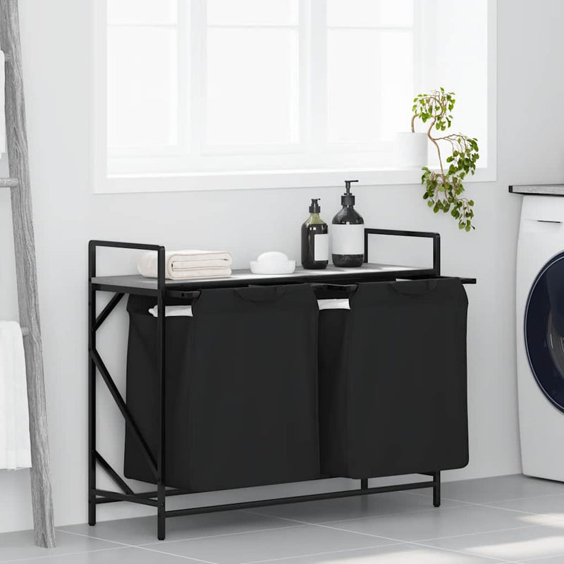 Load image into Gallery viewer, Vidaxl wasmand 2 vakken met plank grijs sonoma eiken
