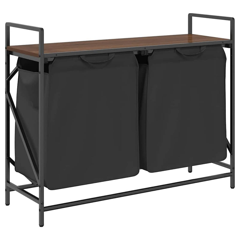 Load image into Gallery viewer, Vidaxl wasmand 2 vakken met plank bruin eikenkleurig
