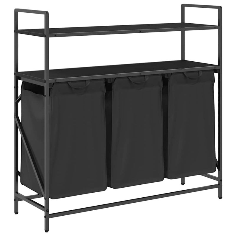 Load image into Gallery viewer, Vidaxl wasmand 3 vakken met planken zwart eikenkleurig
