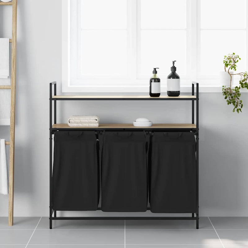 Load image into Gallery viewer, Vidaxl wasmand 3 vakken met planken sonoma eikenkleurig
