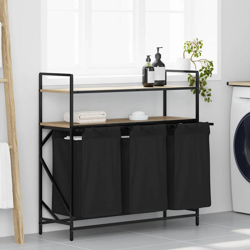 Load image into Gallery viewer, Vidaxl wasmand 3 vakken met planken sonoma eikenkleurig
