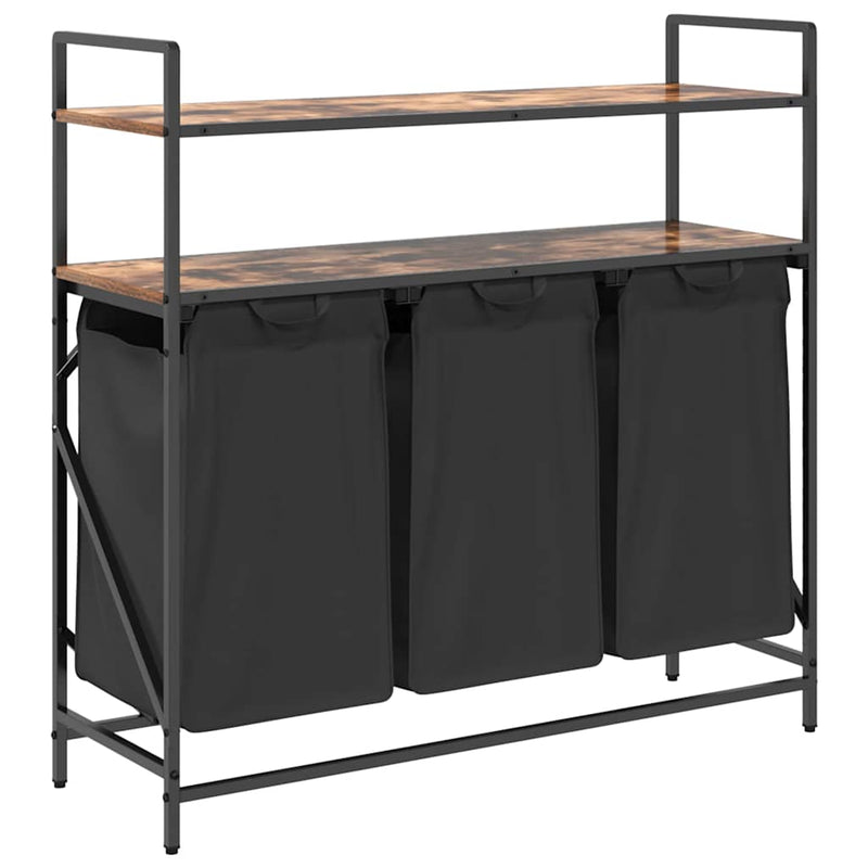 Load image into Gallery viewer, Vidaxl wasmand 3 vakken met planken gerookt eikenkleurig
