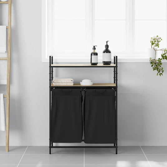 Vidaxl wasmand 2 vakken met planken sonoma eikenkleurig