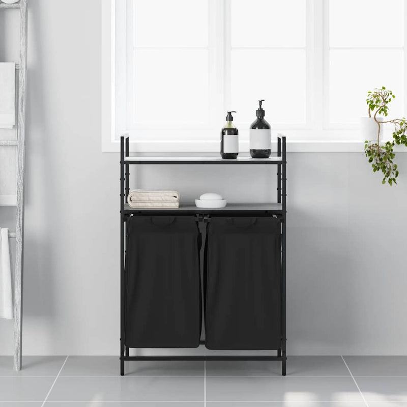 Load image into Gallery viewer, Vidaxl wasmand 2 vakken met planken grijs sonoma eiken
