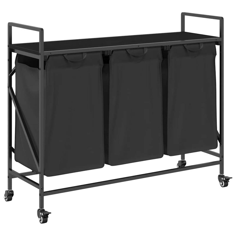 Load image into Gallery viewer, Vidaxl wasmand 3 vakken met planken zwart eikenkleurig
