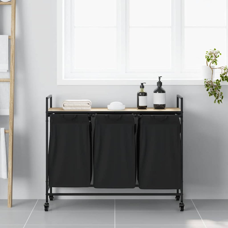 Load image into Gallery viewer, Vidaxl wasmand 3 vakken met planken sonoma eikenkleurig
