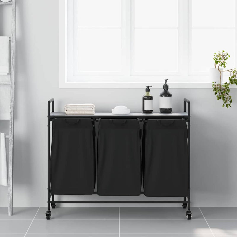 Load image into Gallery viewer, Vidaxl wasmand 3 vakken met planken grijs sonoma eiken
