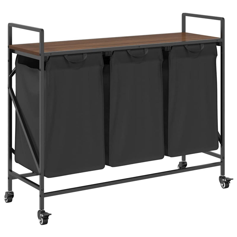 Load image into Gallery viewer, Vidaxl wasmand 3 vakken met planken bruin eikenkleurig

