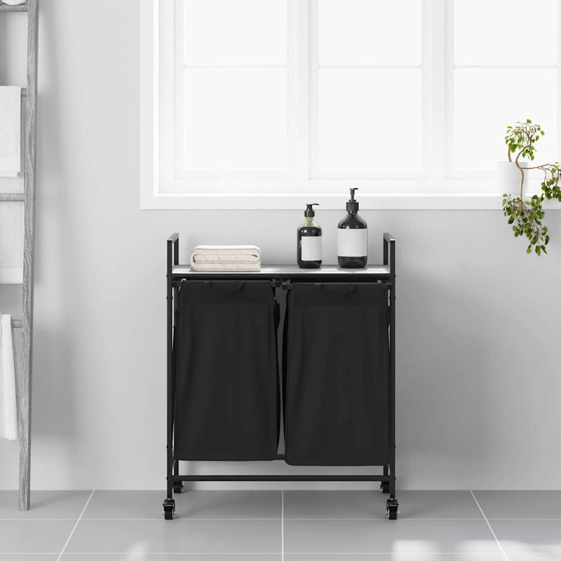 Load image into Gallery viewer, Vidaxl wasmand 2 vakken met planken grijs sonoma eiken
