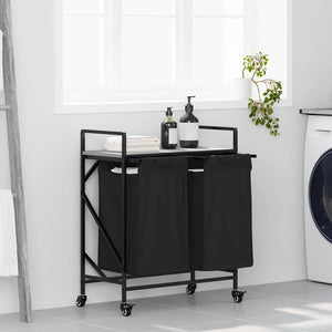 Vidaxl wasmand 2 vakken met planken grijs sonoma eiken