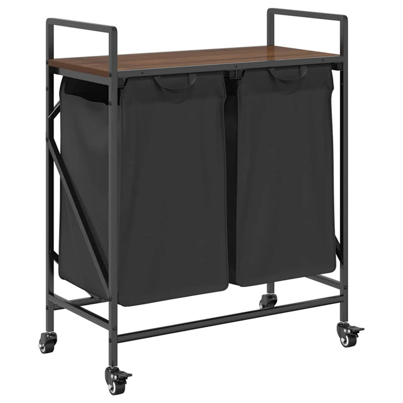 Load image into Gallery viewer, Vidaxl wasmand 2 vakken met planken bruin eikenkleurig
