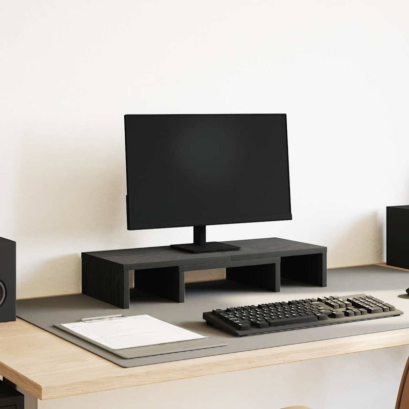 Load image into Gallery viewer, Vidaxl monitorstandaard verstelbaar zwart eiken 60x24x10,5 cm bewerkt hout
