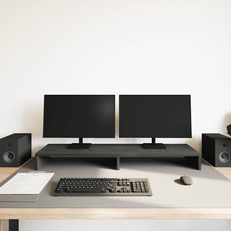Load image into Gallery viewer, Vidaxl monitorstandaard zwart eiken 100x27x10 cm bewerkt hout
