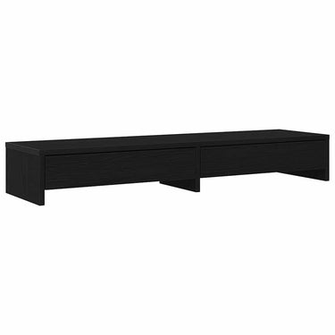 Vidaxl monitorstandaard met lades, zwart eiken, 100 x 27 x 15 cm, bewerkt hout