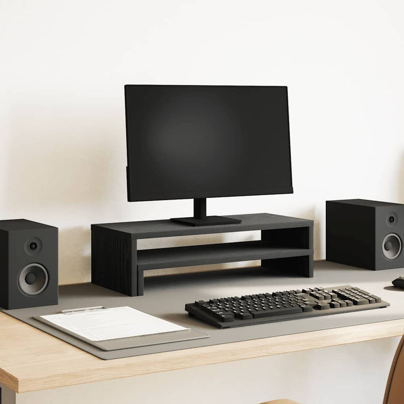 Load image into Gallery viewer, Vidaxl monitorstandaard zwart eiken 54x22x15 cm bewerkt hout
