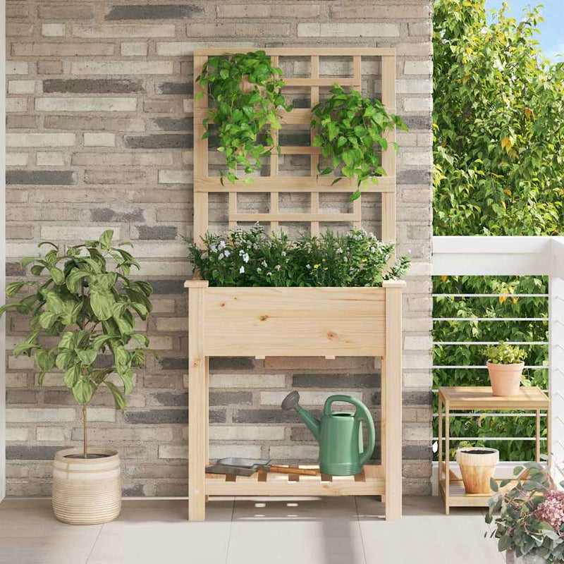 Load image into Gallery viewer, Vidaxl tuin bloempot beige 71 x 38 x 152 cm massief vurenhout
