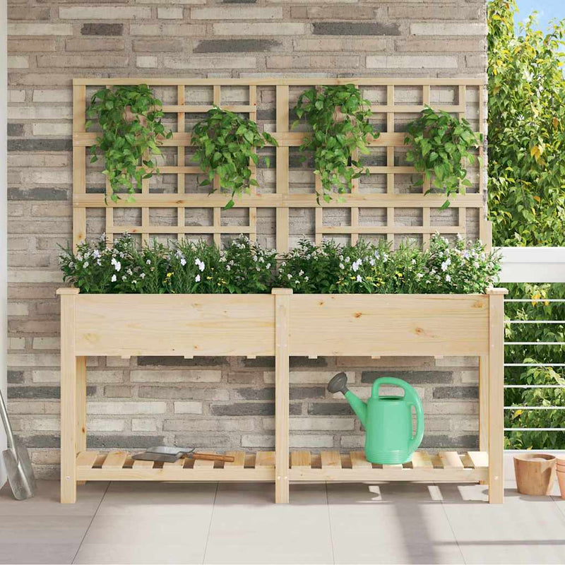 Load image into Gallery viewer, Vidaxl tuin bloempot beige 161 x 46 x 152,5 cm massief vurenhout
