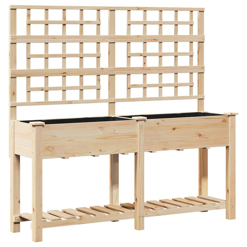 Load image into Gallery viewer, Vidaxl tuin bloempot beige 161 x 46 x 152,5 cm massief vurenhout
