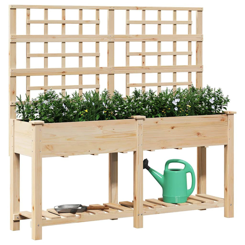 Load image into Gallery viewer, Vidaxl tuin bloempot beige 161 x 46 x 152,5 cm massief vurenhout
