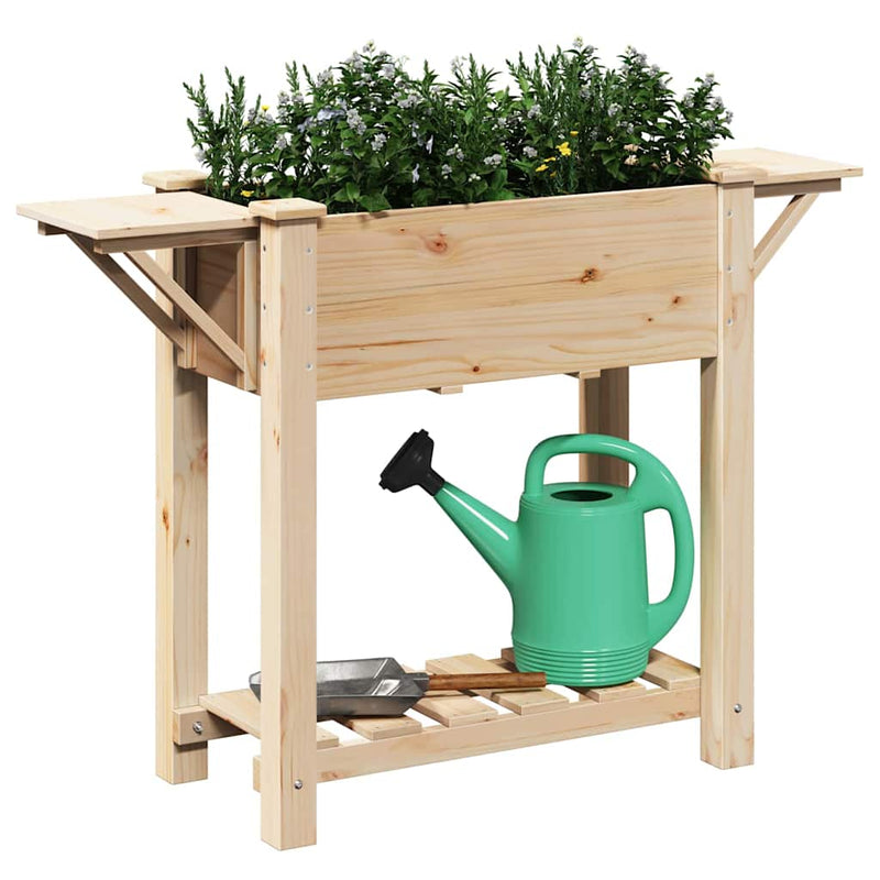 Load image into Gallery viewer, Vidaxl tuin bloempot beige 111 x 37 x 76,5 cm massief vurenhout
