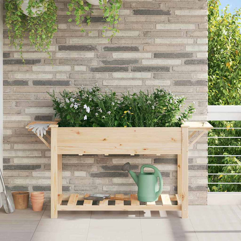 Load image into Gallery viewer, Vidaxl tuin bloempot beige 155 x 59 x 76,5 cm massief vurenhout
