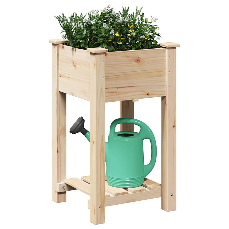 Load image into Gallery viewer, Vidaxl tuin bloempot beige 45 x 45 x 76,5 cm massief vurenhout
