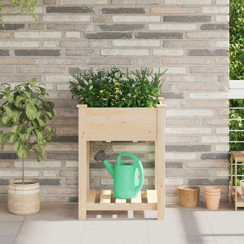 Load image into Gallery viewer, Vidaxl tuin bloempot beige 60,5 x 60 x 76,5 cm massief vurenhout
