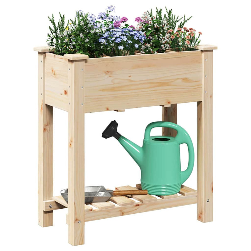 Load image into Gallery viewer, Vidaxl tuin bloempot beige 71 x 37 x 76,5 cm massief vurenhout
